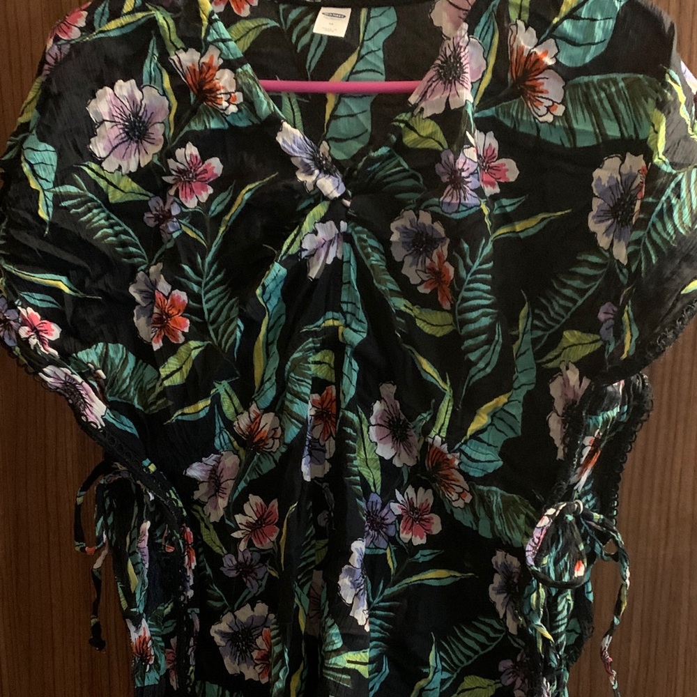 Old Navy Black Floral Swim Coverup